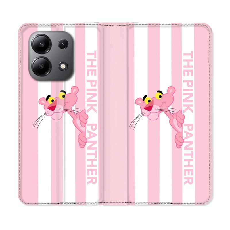 Housse Cuir Portefeuille Pour Xiaomi Redmi Note 13 4G Panthere Rose