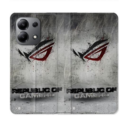 Housse Cuir Portefeuille Pour Xiaomi Redmi Note 13 4G ROG Gris