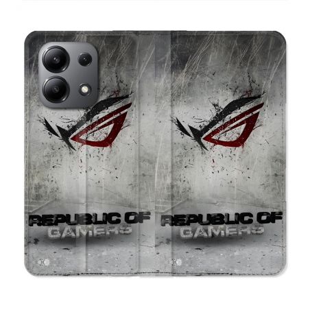 Housse Cuir Portefeuille Pour Xiaomi Redmi Note 13 4G ROG Gris