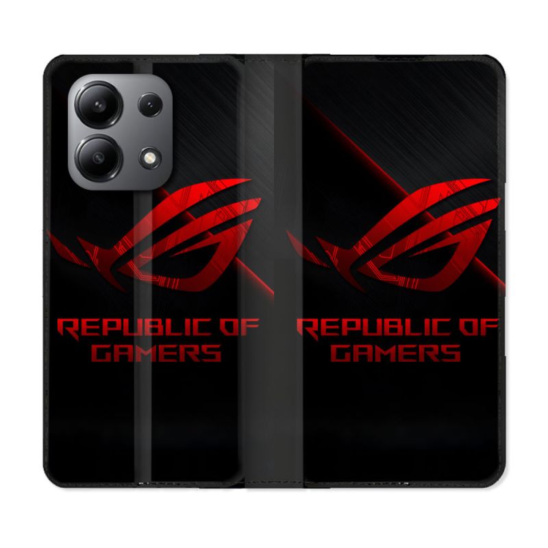 Housse Cuir Portefeuille Pour Xiaomi Redmi Note 13 4G ROG Rouge