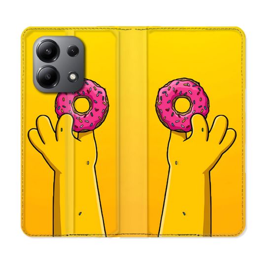 Housse Cuir Portefeuille Pour Xiaomi Redmi Note 13 4G Simpson Donuts