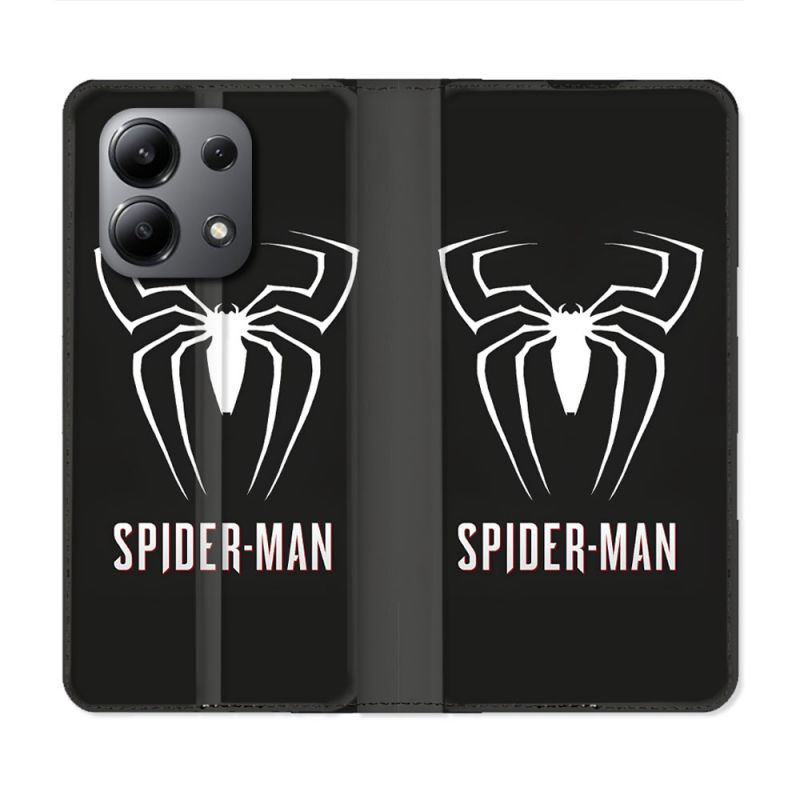 Housse Cuir Portefeuille Pour Xiaomi Redmi Note 13 4G Spiderman Logo