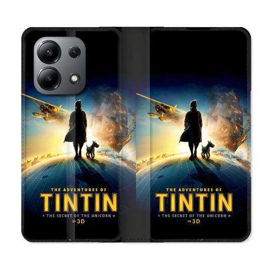 Housse Cuir Portefeuille Pour Xiaomi Redmi Note 13 4G Tintin Affiche