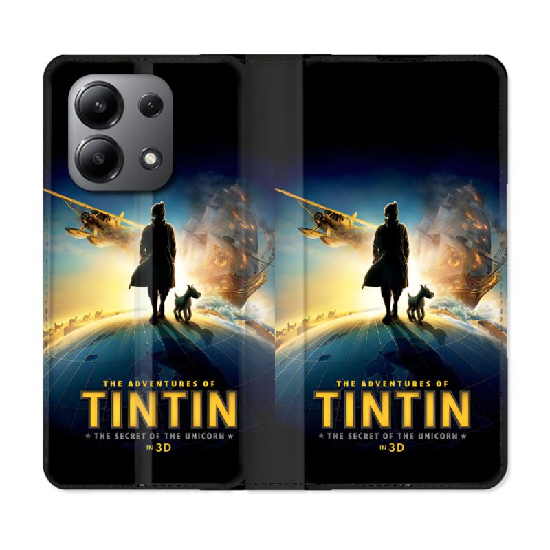 Housse Cuir Portefeuille Pour Xiaomi Redmi Note 13 4G Tintin Affiche