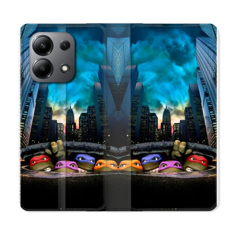 Housse Cuir Portefeuille Pour Xiaomi Redmi Note 13 4G Tortue Ninja Ville