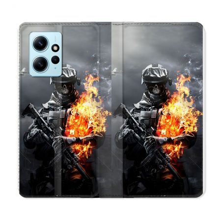 Housse Cuir Portefeuille Pour Xiaomi Redmi Note 12 4G Call Of Duty Squelette