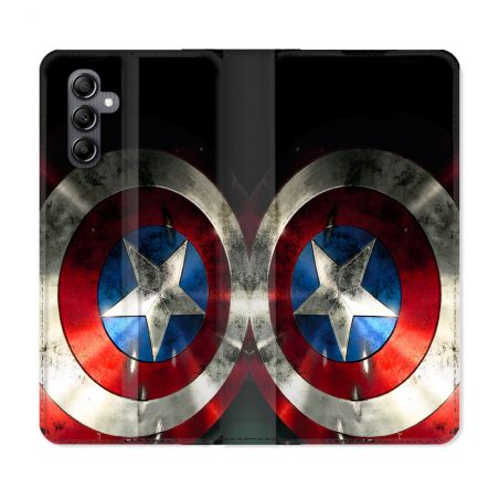 Housse Cuir Portefeuille Pour Samsung Galaxy A25 5G Captain America Bouclier