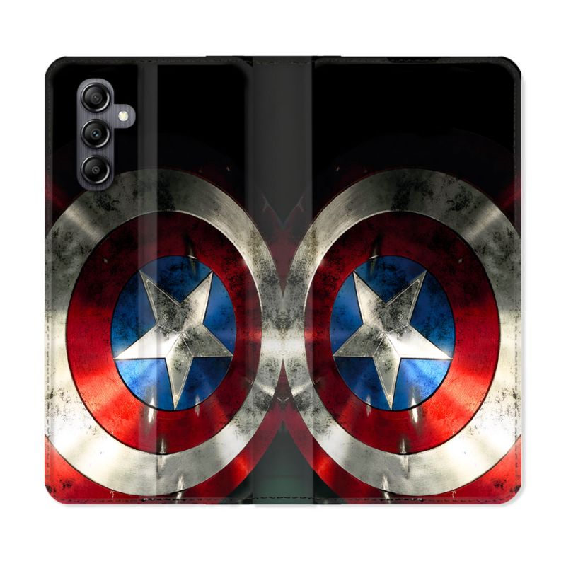 Housse Cuir Portefeuille Pour Samsung Galaxy A25 5G Captain America Bouclier