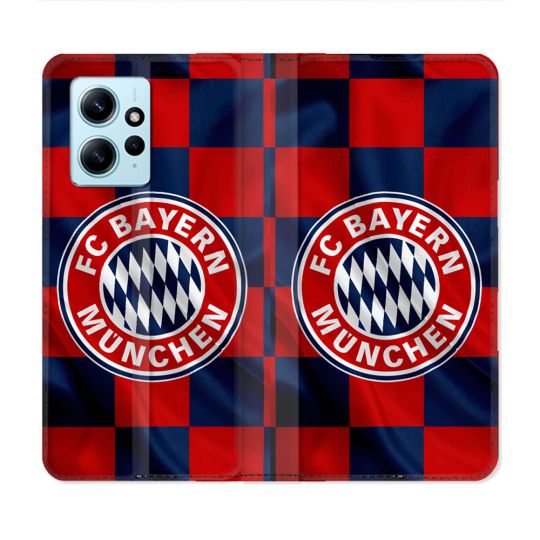 Housse Cuir Portefeuille Pour Xiaomi Redmi Note 12 4G Foot Bayern Munich Carreaux