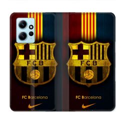 Housse Cuir Portefeuille Pour Xiaomi Redmi Note 12 4G Foot FC Barcelone Vintage