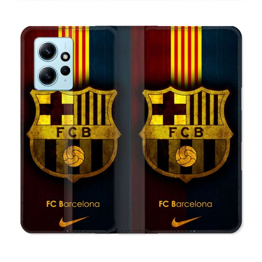 Housse Cuir Portefeuille Pour Xiaomi Redmi Note 12 4G Foot FC Barcelone Vintage