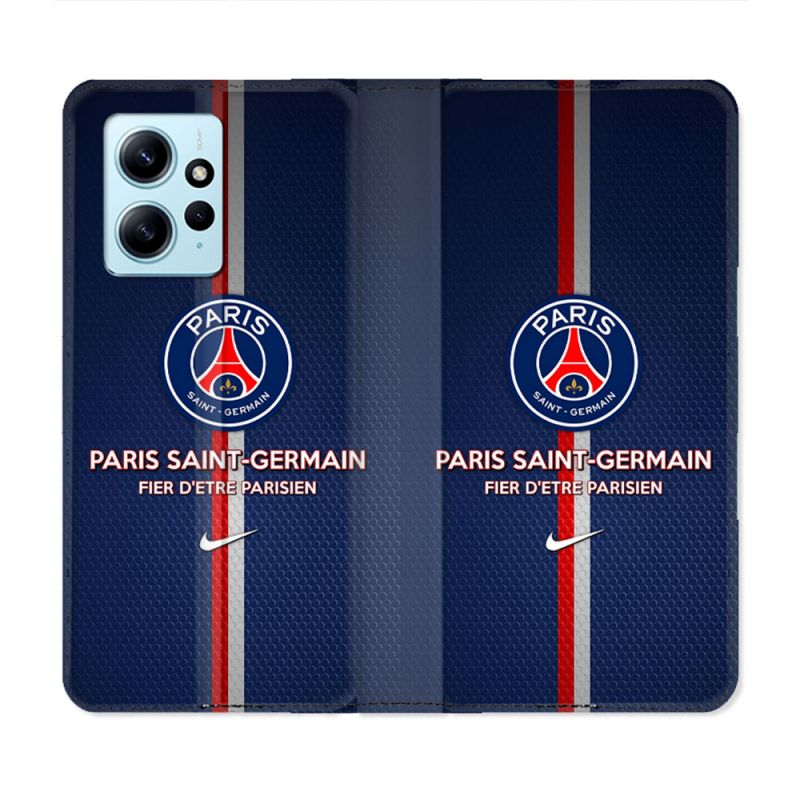 Housse Cuir Portefeuille Pour Xiaomi Redmi Note 12 4G Foot PSG Fier