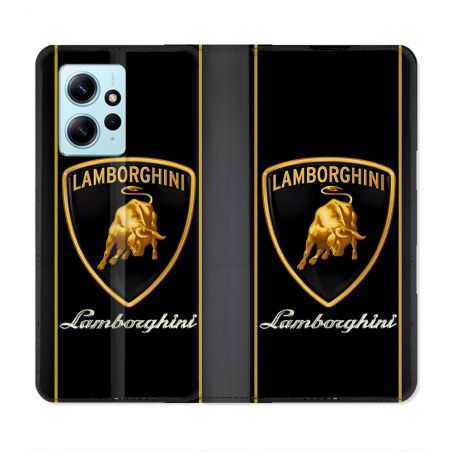 Housse Cuir Portefeuille Pour Xiaomi Redmi Note 12 4G Lamborghini Carbone