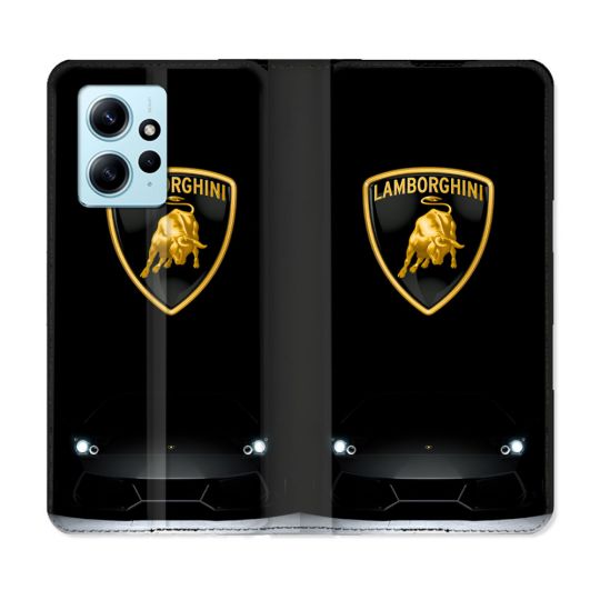 Housse Cuir Portefeuille Pour Xiaomi Redmi Note 12 4G Lamborghini Noir