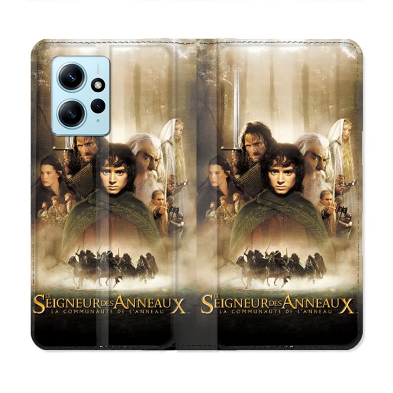Housse Cuir Portefeuille Pour Xiaomi Redmi Note 12 4G Le seigneur Des Anneaux Affiche
