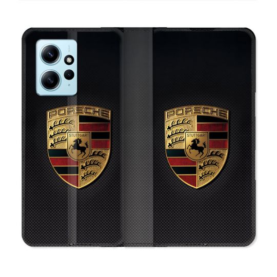 Housse Cuir Portefeuille Pour Xiaomi Redmi Note 12 4G Porsche Carbone