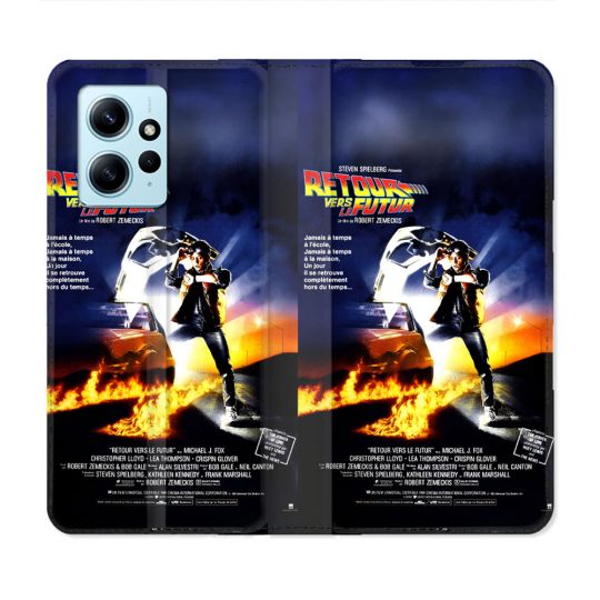 Housse Cuir Portefeuille Pour Xiaomi Redmi Note 12 4G Retour Vers Le Futur Affiche
