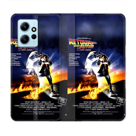 Housse Cuir Portefeuille Pour Xiaomi Redmi Note 12 4G Retour Vers Le Futur Affiche