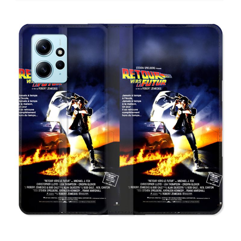 Housse Cuir Portefeuille Pour Xiaomi Redmi Note 12 4G Retour Vers Le Futur Affiche