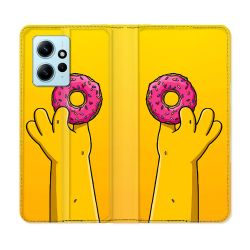 Housse Cuir Portefeuille Pour Xiaomi Redmi Note 12 4G Simpson Donuts
