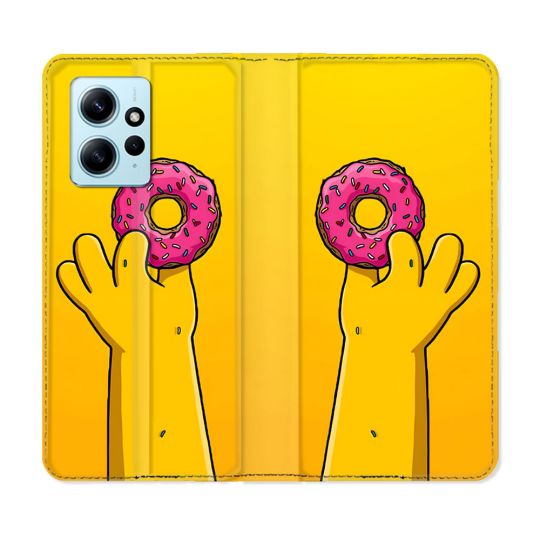 Housse Cuir Portefeuille Pour Xiaomi Redmi Note 12 4G Simpson Donuts