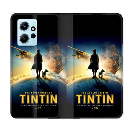 Housse Cuir Portefeuille Pour Xiaomi Redmi Note 12 4G Tintin Affiche
