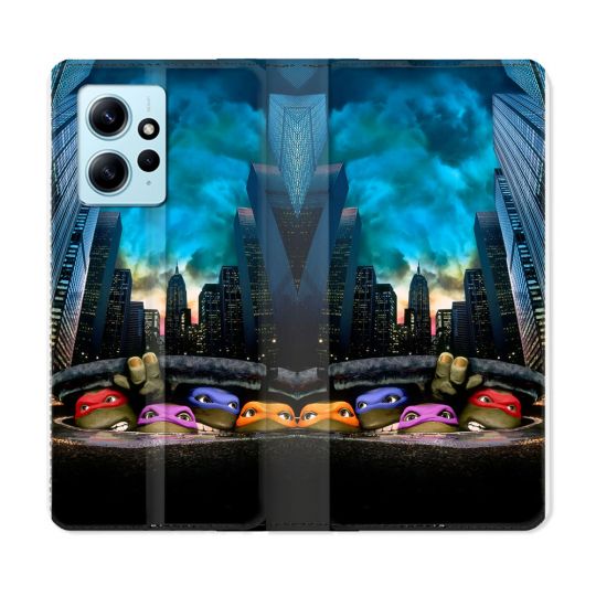 Housse Cuir Portefeuille Pour Xiaomi Redmi Note 12 4G Tortue Ninja Ville