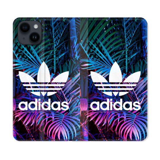 Housse Cuir Portefeuille Pour Iphone 15 (6.1) Adidas Palmier