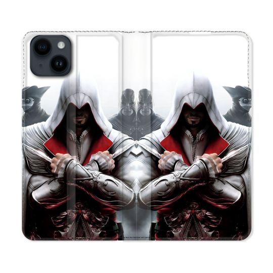 Housse Cuir Portefeuille Pour Iphone 15 (6.1) Assassin Creed Mask