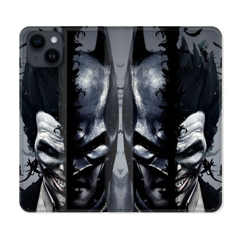 Housse Cuir Portefeuille Pour Iphone 15 (6.1) Batman Joker