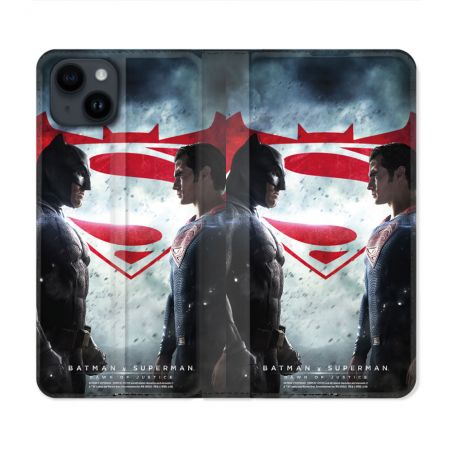 Housse Cuir Portefeuille Pour Iphone 15 (6.1) Batman VS Superman