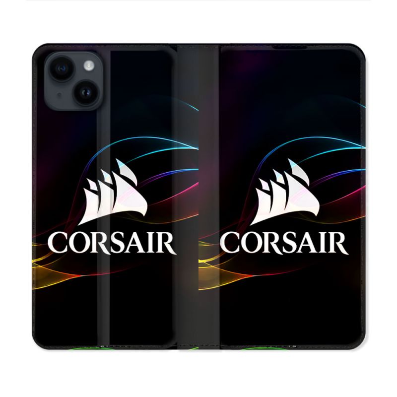 Housse Cuir Portefeuille Pour Iphone 15 (6.1) Corsair