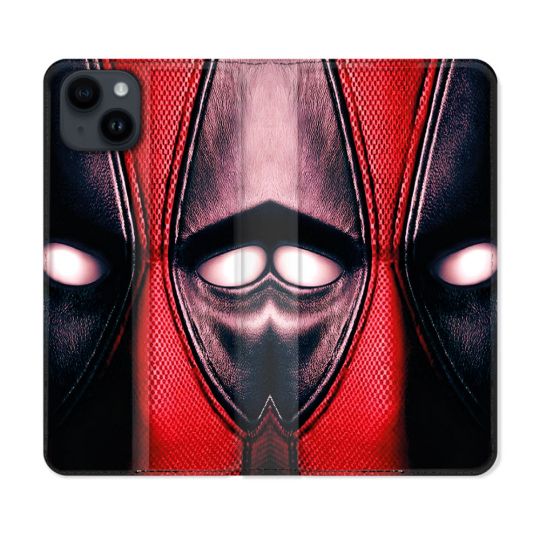 Housse Cuir Portefeuille Pour Iphone 15 (6.1) Deadpool Yeux