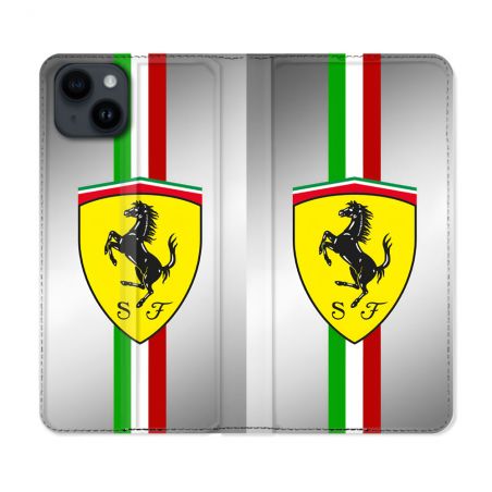 Housse Cuir Portefeuille Pour Iphone 15 (6.1) Ferrari Ligne