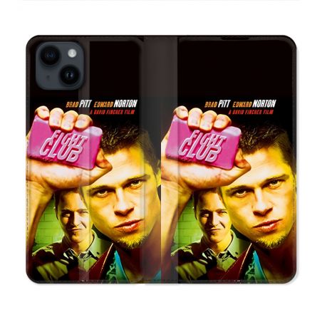 Housse Cuir Portefeuille Pour Iphone 15 (6.1) Fight Club Affiche