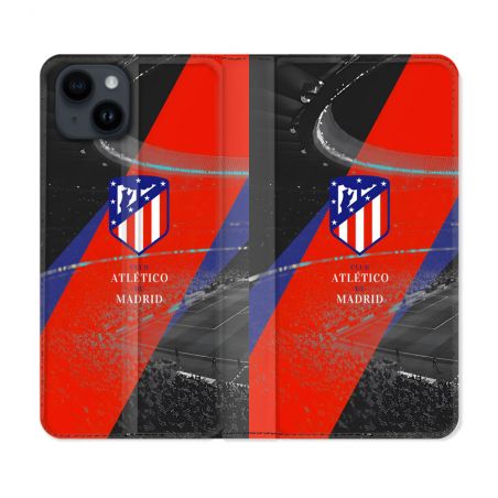 Housse Cuir Portefeuille Pour Iphone 15 (6.1) Foot Athletico Madrid
