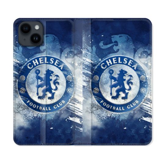 Housse Cuir Portefeuille Pour Iphone 15 (6.1) Foot Chelsea