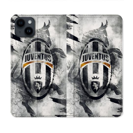 Housse Cuir Portefeuille Pour Iphone 15 (6.1) Foot Juventus Turin