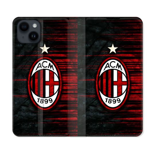 Housse Cuir Portefeuille Pour Iphone 15 (6.1) Foot Milan AC