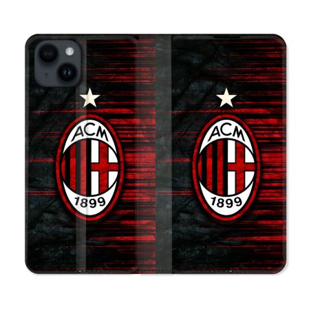 Housse Cuir Portefeuille Pour Iphone 15 (6.1) Foot Milan AC