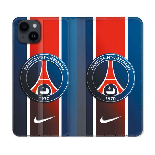 Housse Cuir Portefeuille Pour Iphone 15 (6.1) Foot PSG 1970