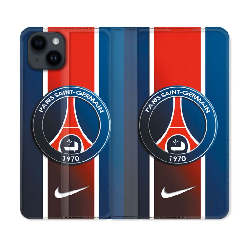 Housse Cuir Portefeuille Pour Iphone 15 (6.1) Foot PSG 1970