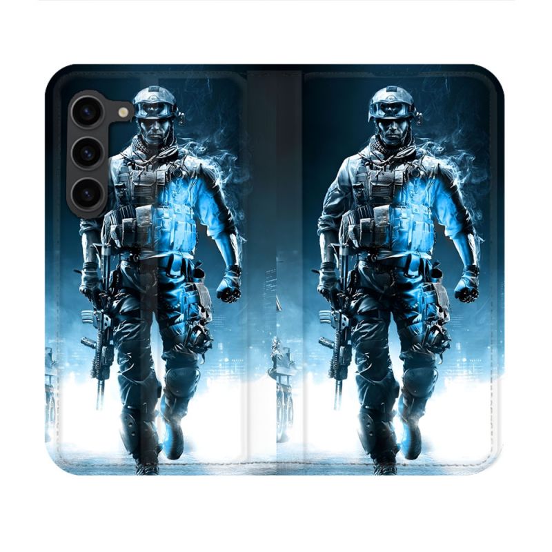 Housse Cuir Portefeuille Pour Samsung Galaxy S23 Call Of Duty Guerrier