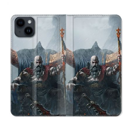 Housse Cuir Portefeuille Pour Iphone 15 (6.1) Gof Of War