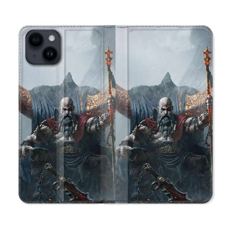 Housse Cuir Portefeuille Pour Iphone 15 (6.1) Gof Of War