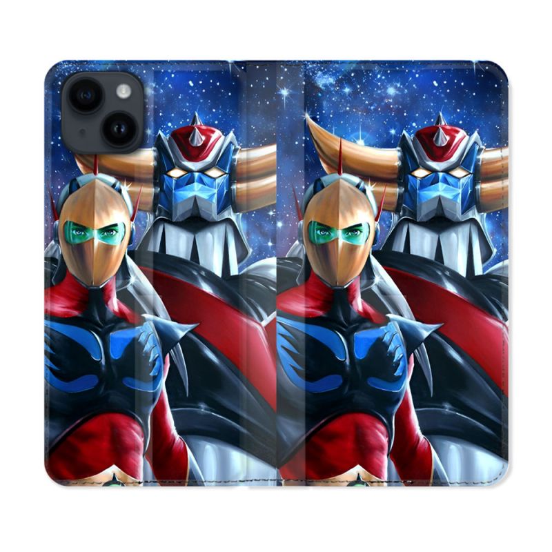 Housse Cuir Portefeuille Pour Iphone 15 (6.1) Goldorak