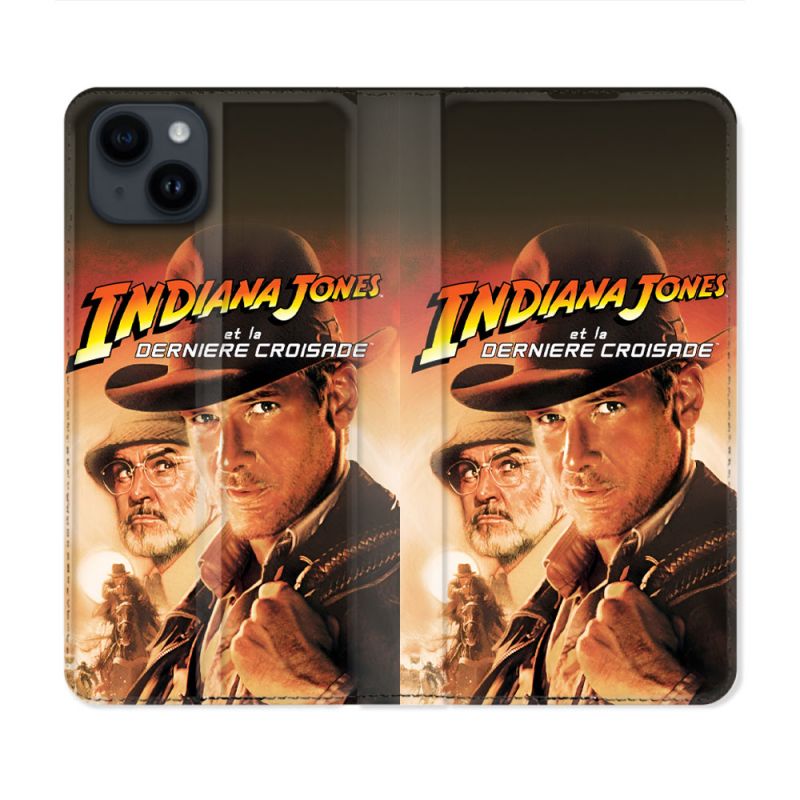Housse Cuir Portefeuille Pour Iphone 15 (6.1) Indiana Jones Affiche