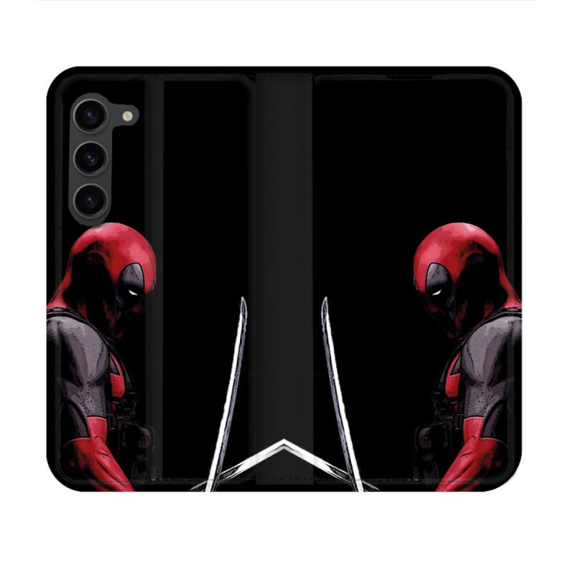 Housse Cuir Portefeuille Pour Samsung Galaxy S23 Deadpool Epee