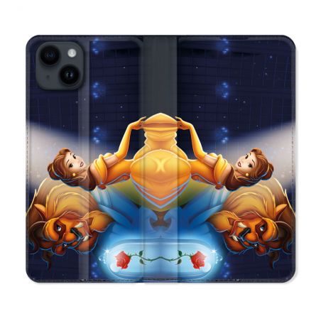 Housse Cuir Portefeuille Pour Iphone 15 (6.1) La Belle et La Bête