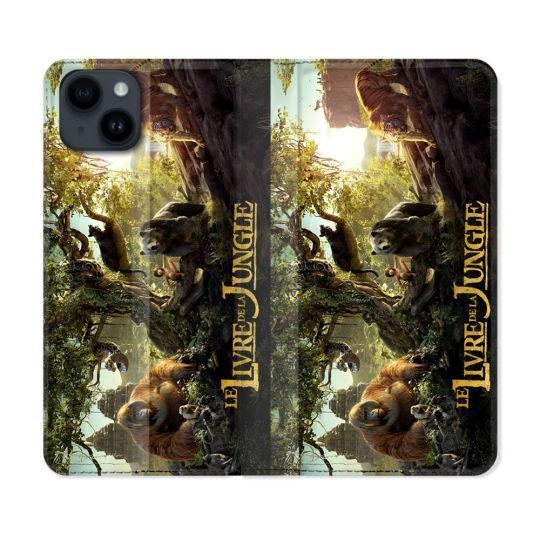Housse Cuir Portefeuille Pour Iphone 15 (6.1) Le Livre De La Jungle Affiche